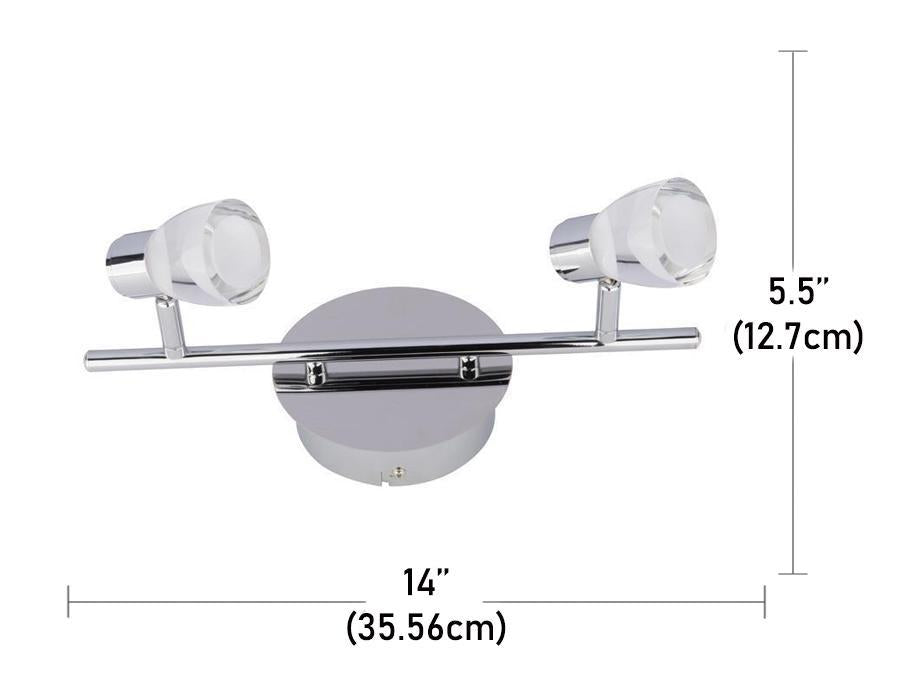 Beldi 26101-TR2 - Rail D'éclairage 2 Lumières de la Collection Tasman, 14'' X 5.5'', Argenté - Simple Boutique
