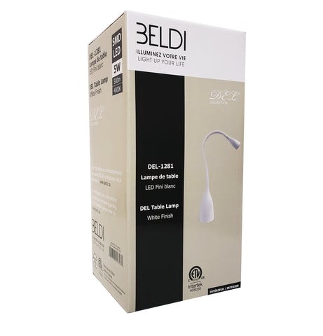 Beldi DEL-1281-W Lampe de Bureau avec Col en Cygne, DEL, 5-Watt, White