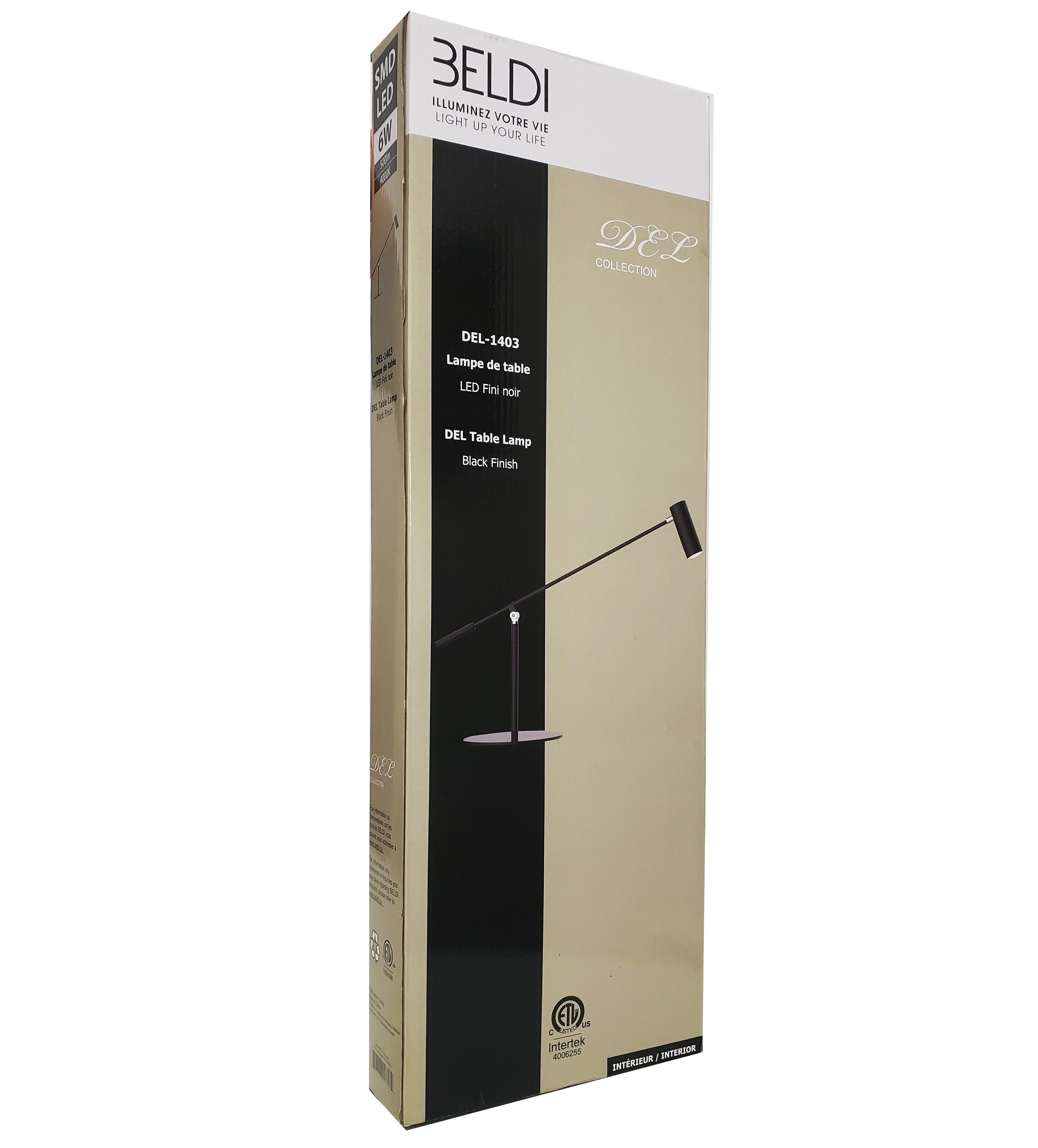Beldi DEL-1403 Lampe de Bureau DEL en Métal avec Bras Ajustable, 6-Watt, Noir - Simple Boutique