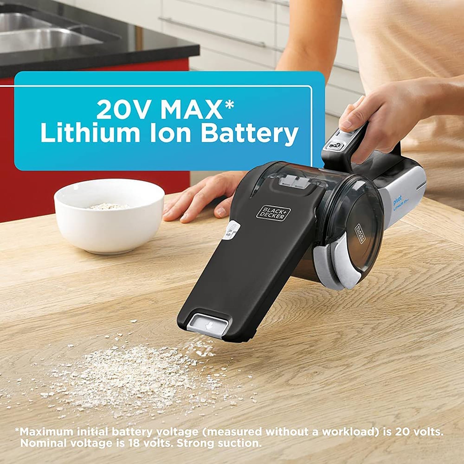 Black + Decker - Aspirateur à Main Pivotant, Sans Fil avec Batterie au Lithium 20V, Gris - Simple Boutique