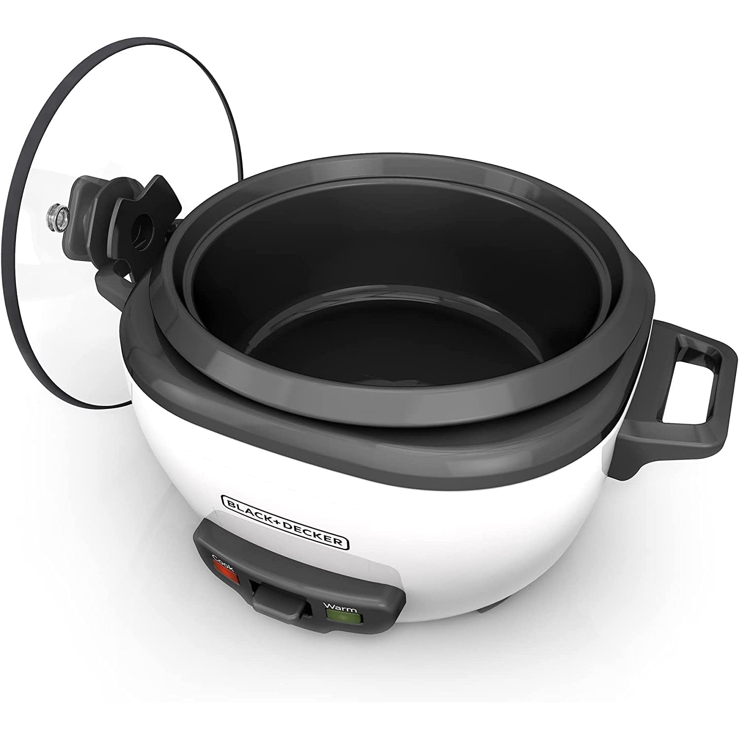 Black + Decker - Cuiseur à Riz/Cuiseur à Vapeur, Capacité de 6 Tasses, Bol Antiadhésif, Blanc - Simple Boutique