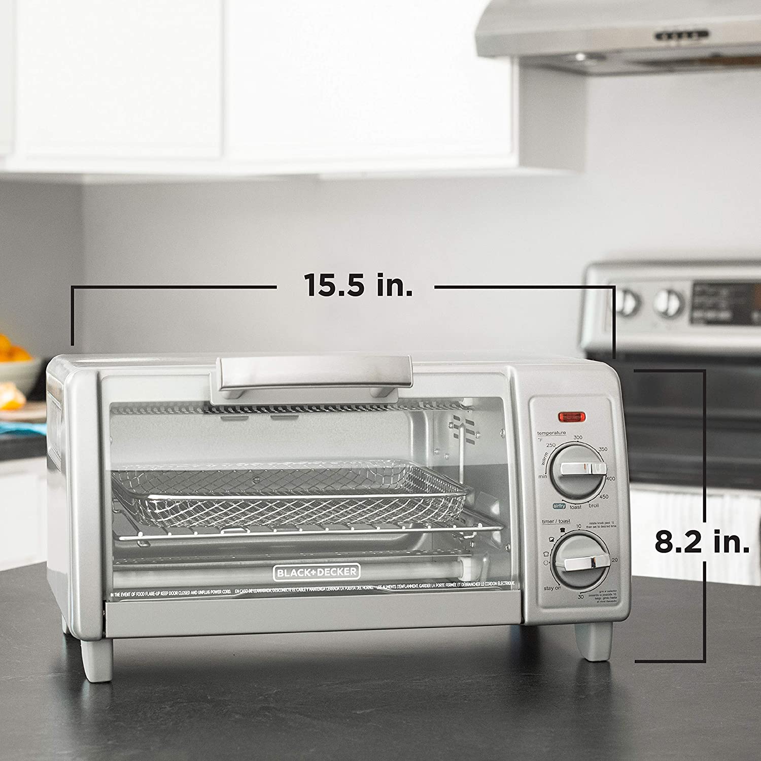 Black + Decker - Four-Grille Pain Air-Fry, Capacité de 4 Tranches, Minuterie de 30 Minute, Acier Inoxydable - Simple Boutique