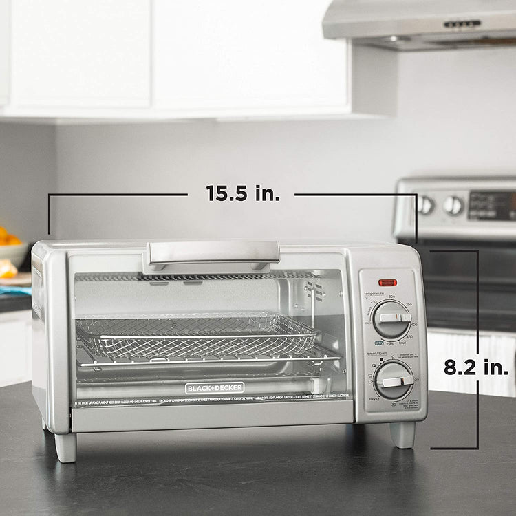 Black + Decker - Four-Grille Pain Air-Fry, Capacité de 4 Tranches, Minuterie de 30 Minute, Acier Inoxydable - Simple Boutique