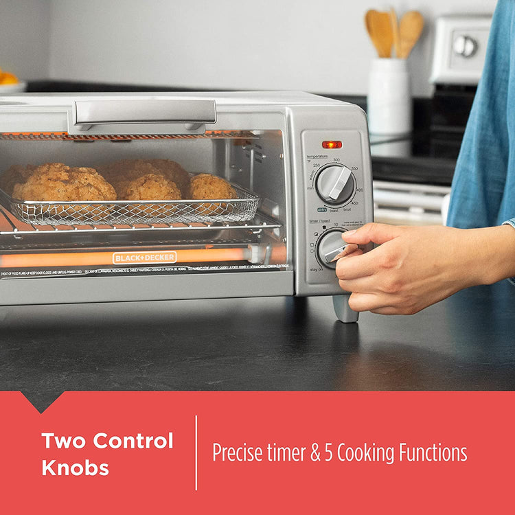 Black + Decker - Four-Grille Pain Air-Fry, Capacité de 4 Tranches, Minuterie de 30 Minute, Acier Inoxydable - Simple Boutique