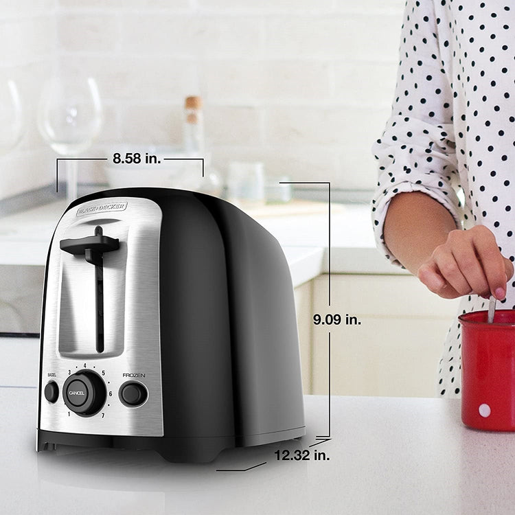 Black + Decker - Grille-Pain à 2 Tranches Extra Large, 850W, Noir - Simple Boutique