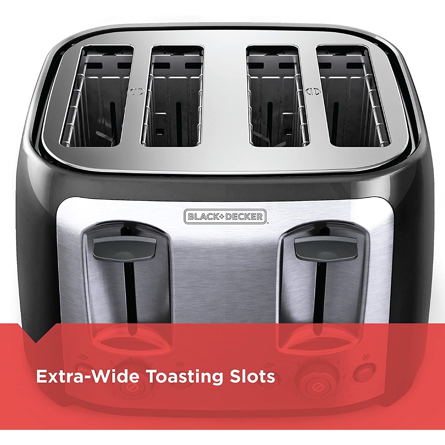 Black + Decker - Grille-Pain à 4 Tranche Extra Large, 1400 Watts, Noir - Simple Boutique