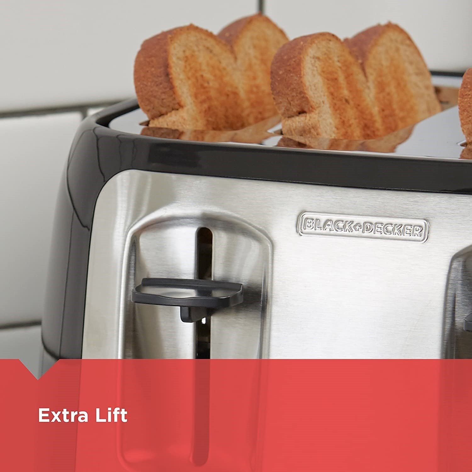 Black + Decker - Grille-Pain à 4 Tranche Extra Large, 1400 Watts, Noir - Simple Boutique