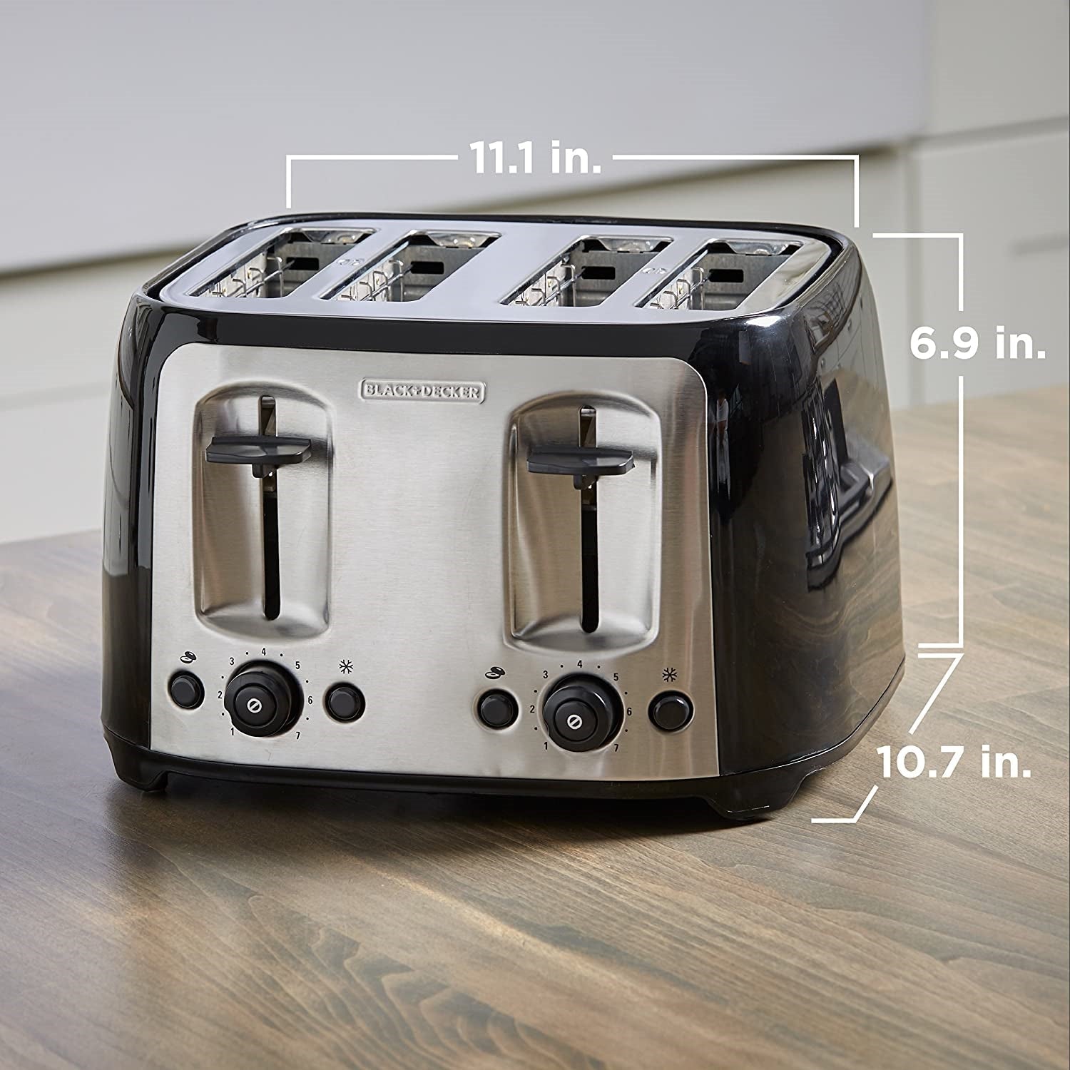 Black + Decker - Grille-Pain à 4 Tranche Extra Large, 1400 Watts, Noir - Simple Boutique