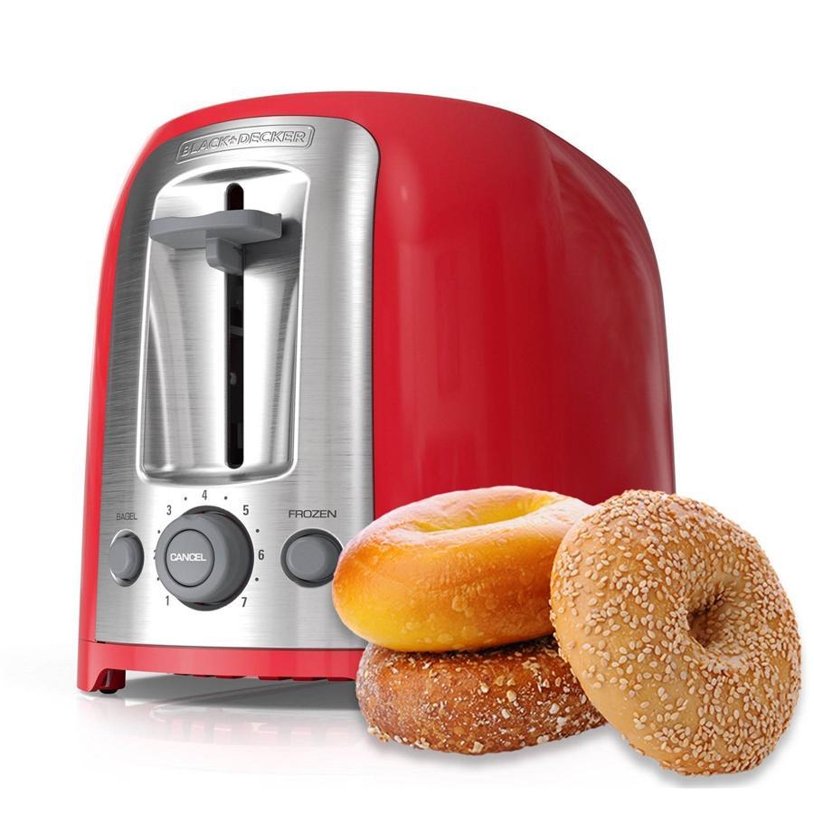 Black + Decker TR1278TRMC Grille-Pain à 2 Tranches Ultra-Large, Rouge - Simple Boutique