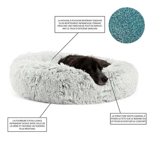 Blu Sleep - Lit pour Animaux de Compagnie Ceramo en Mousse Respirante et Refroidissante , Grandeur Petit, Fourrure Grise