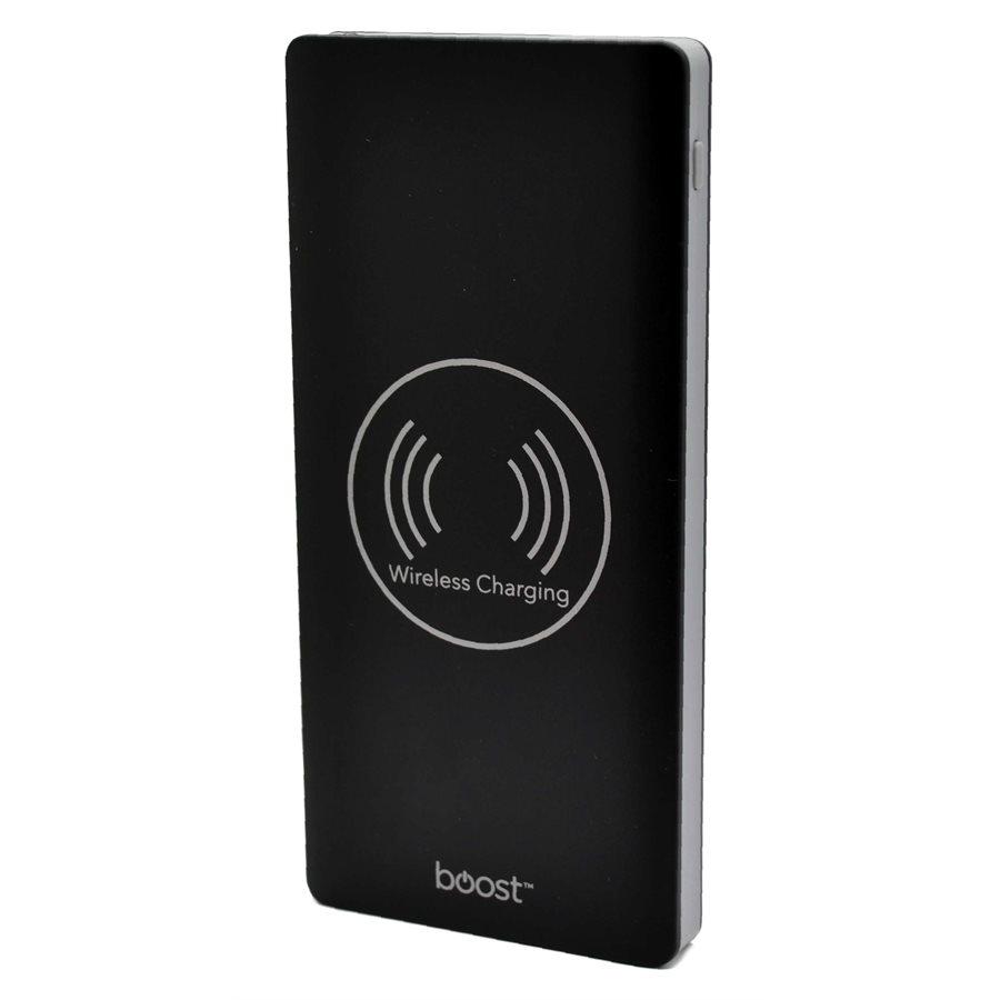 Boost BPB435 - Banque d'alimentation de 10 000 mAh avec Chargement Sans-Fil et 2 Ports USB, Noir