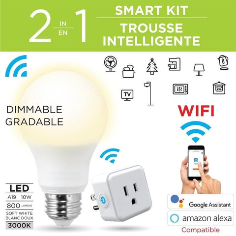 Boost BSMK220 Trousse Intelligente Smart Wi-Fi 1 Ampoules Gradable + 1 Prise intelligente Blanc