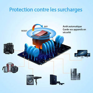 Bototek - Barre d'alimentation avec Protecteur de Surtension 2980 Joules, 12 Prises, 4 Port USB, 6 pieds de cordon, Noir - Simple Boutique