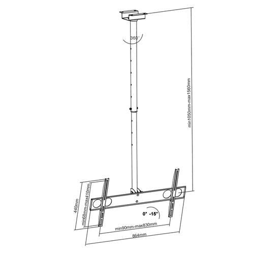 Brateck Support Plafond pour TV LED LCD PLASMA de 37" à 70" avec Pôle de 5.1 pi (1.56M) - Simple Boutique