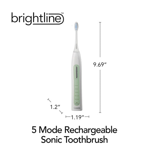 Brightline - Brosse à Dent Électrique Rechargeable avec 2 Têtes de Rechange, Vert