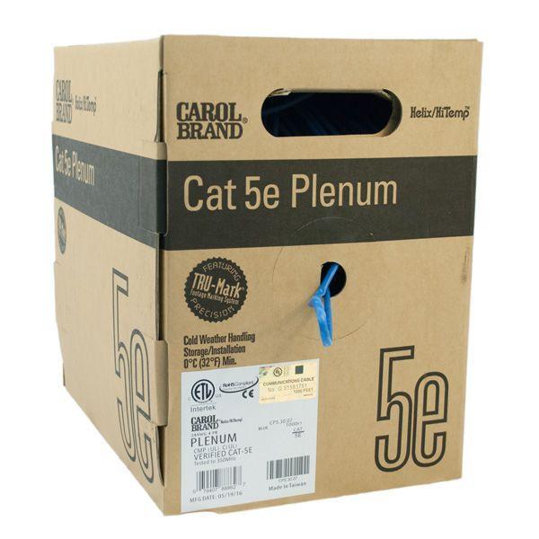 CAROL BRAND 1000 ' Câble Réseau Solide CAT 5e Plenum CMP FT6 Bleu