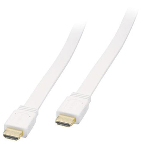 Câble HDMI Plat V1.4 Compatible 3D Et Ethernet 1080P 15 Pieds Blanc