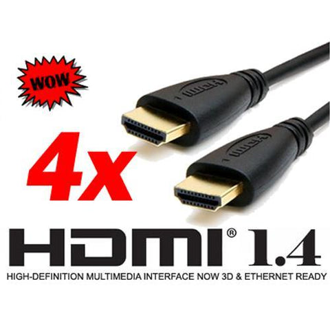 Câble HDMI v1.4 compatible 3D Ethernet 1080p 6 pieds (Lot de 4)