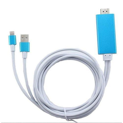 Câble MHL HDMI pour iPhone 5 / 5S / 5C / 6 / 6S / 6 Plus - Bleu