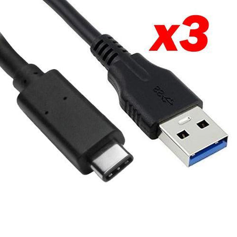 Câble USB 3.0 Mâle A à Mâle Type-C Noir 3 pieds (Paquet de 3)