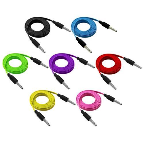 Câble audio 3.5mm mâle/mâle plat de 39 po - Couleurs au choix - Simple Boutique