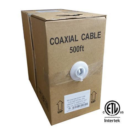 Câble coaxial 500pi RG-6 Noir en boite dévidoir Certifié cETLus