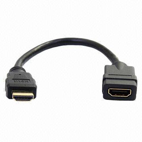 Câble flexible HDMI M/F 28 AWG de 8 pouces noir (Port saver)