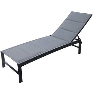 Chaise Longue avec Dossier Rembourrée, Cadre en Aluminium, Gris - Simple Boutique