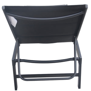 Chaise Longue avec Dossier Rembourrée, Cadre en Aluminium, Noir - Simple Boutique