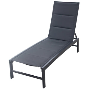 Chaise Longue avec Dossier Rembourrée, Cadre en Aluminium, Noir - Simple Boutique