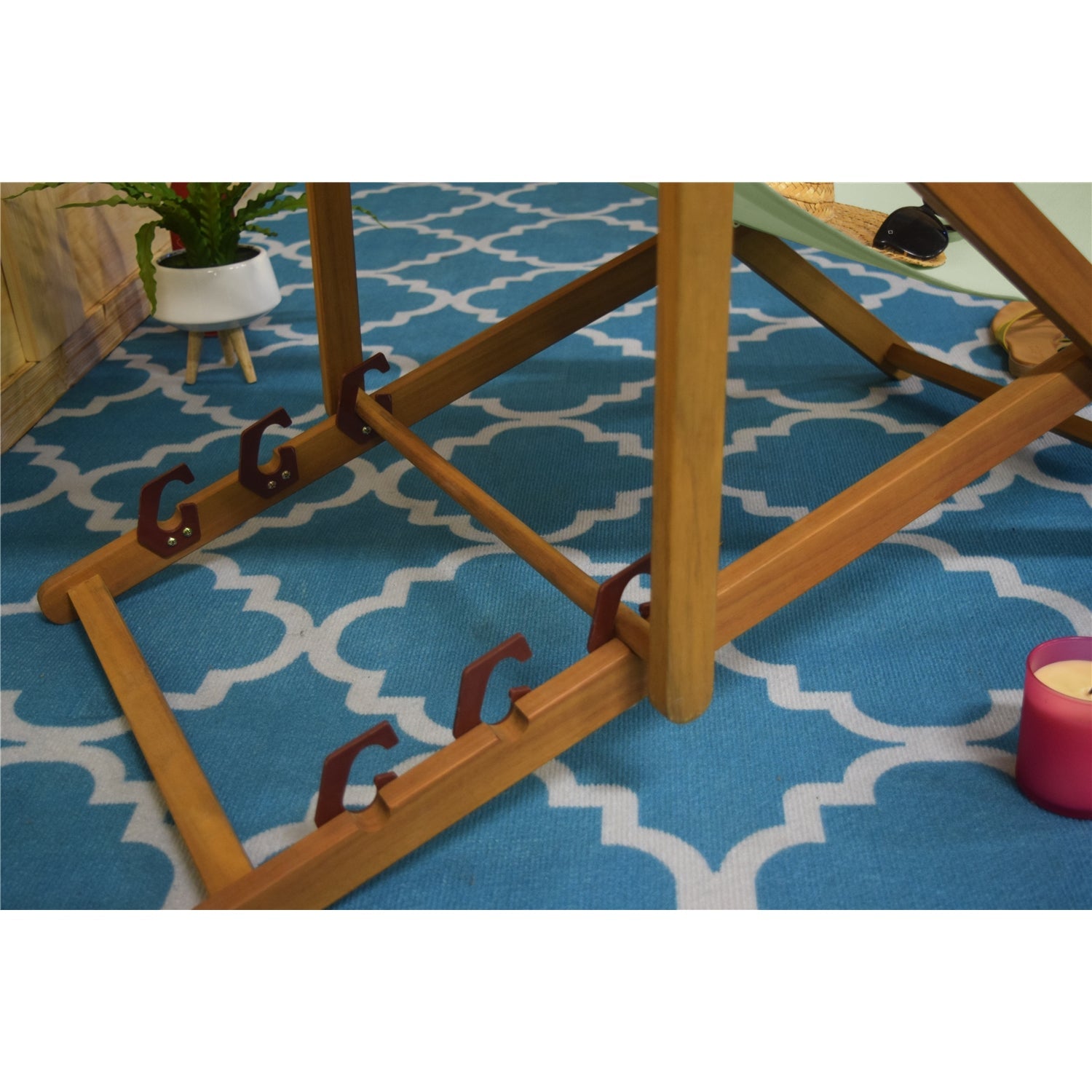 Chaise Transat pour l'extérieur, Trois Niveaux Inclinaisons, Cadre en Bois, Jade - Simple Boutique