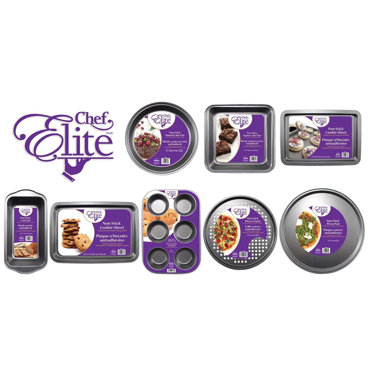 ChefElite - Ensemble de 2 Moules Muffins, Capacité de 12, Antiadhésif, Acier au Carbone - Simple Boutique