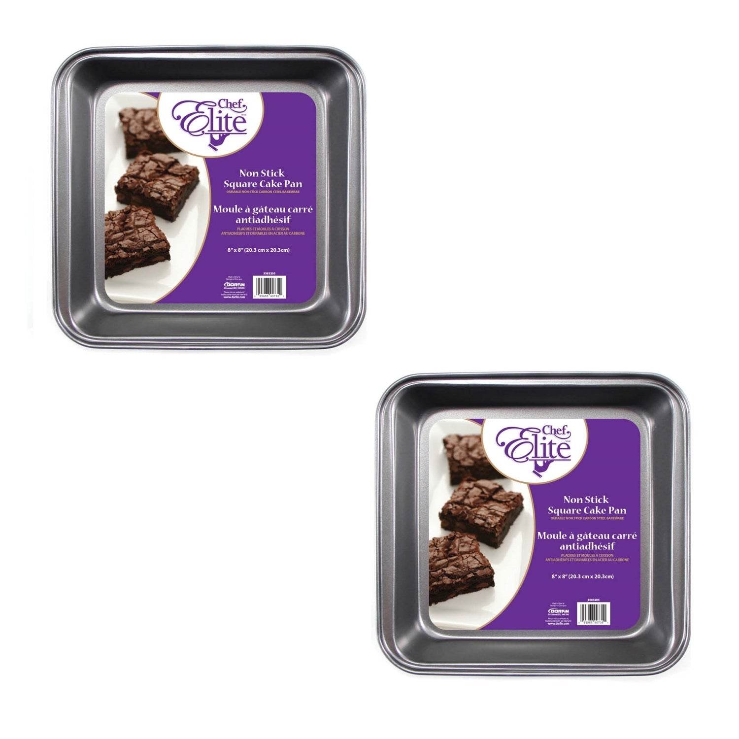 ChefElite - Ensemble de 2 Moules à Gâteau Carré, 8"x8", Antiadhésif, Acier au Carbone - Simple Boutique