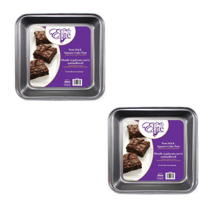 ChefElite - Ensemble de 2 Moules à Gâteau Carré, 8"x8", Antiadhésif, Acier au Carbone - Simple Boutique