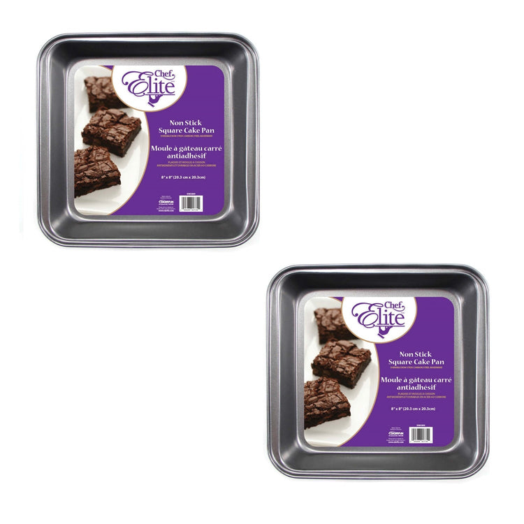 ChefElite - Ensemble de 2 Moules à Gâteau Carré, 8"x8", Antiadhésif, Acier au Carbone - Simple Boutique
