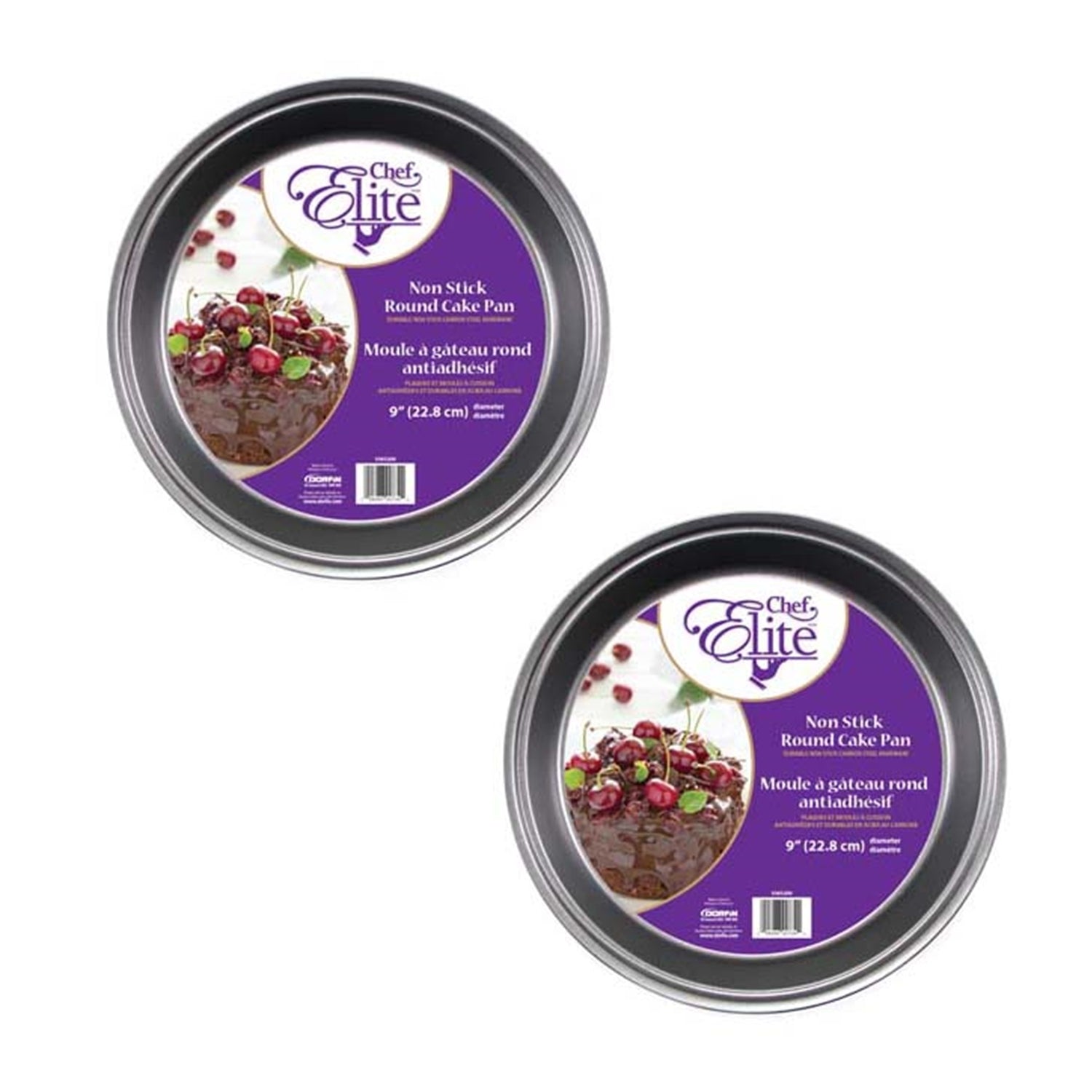 ChefElite - Ensemble de 2 Moules à Gâteau Rond, Diamètre de 9", Antiadhésif, Acier au Carbone - Simple Boutique