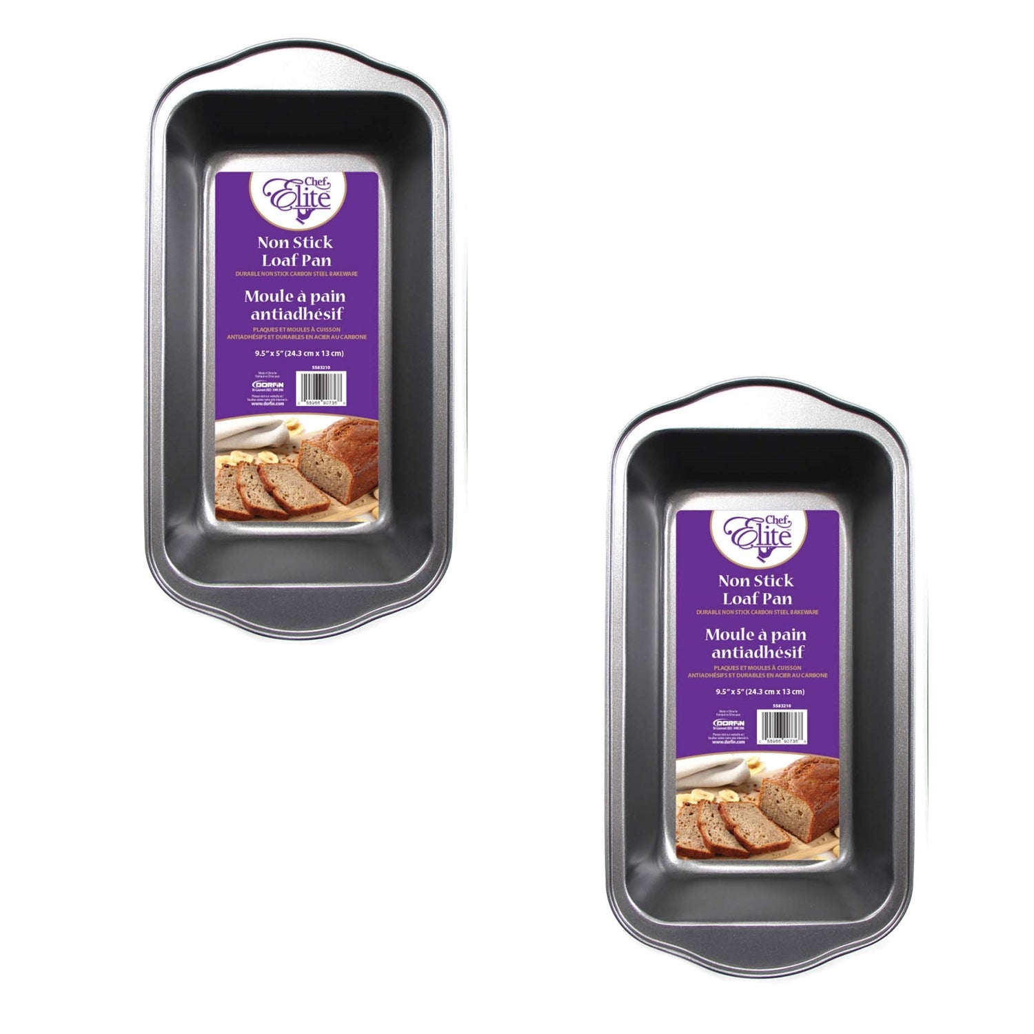 ChefElite - Ensemble de 2 Moules à Pain Rectangle, 9.5"x5", Antiadhésif, Acier au Carbone - Simple Boutique