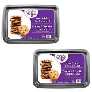 ChefElite - Ensemble de 2 Plaques à Biscuits Rectangle, 15.5"x10", Antiadhésif, Acier au Carbone - Simple Boutique
