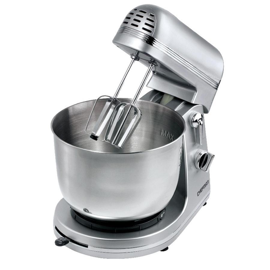 Chefman - Batteur sur Socle avec Bol en Acier Inoxydable, 300 Watts, Argenté - Simple Boutique