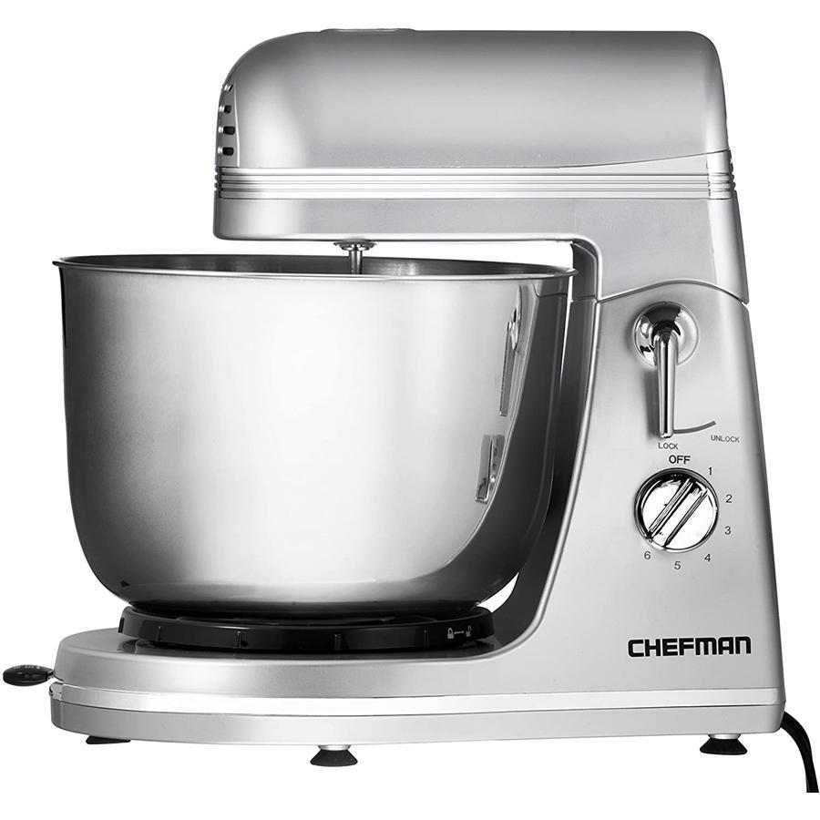 Chefman - Batteur sur Socle avec Bol en Acier Inoxydable, 300 Watts, Argenté - Simple Boutique