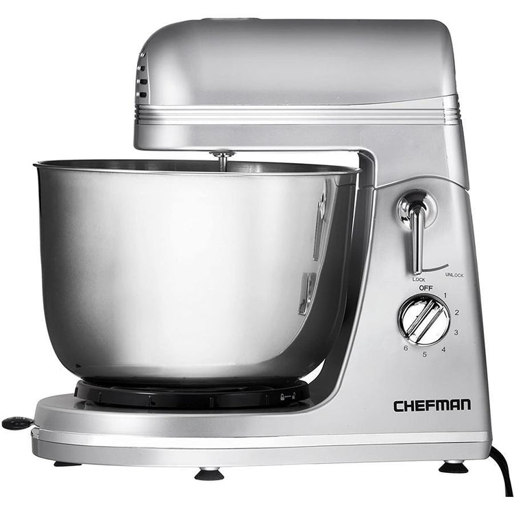 Chefman - Batteur sur Socle avec Bol en Acier Inoxydable, 300 Watts, Argenté - Simple Boutique