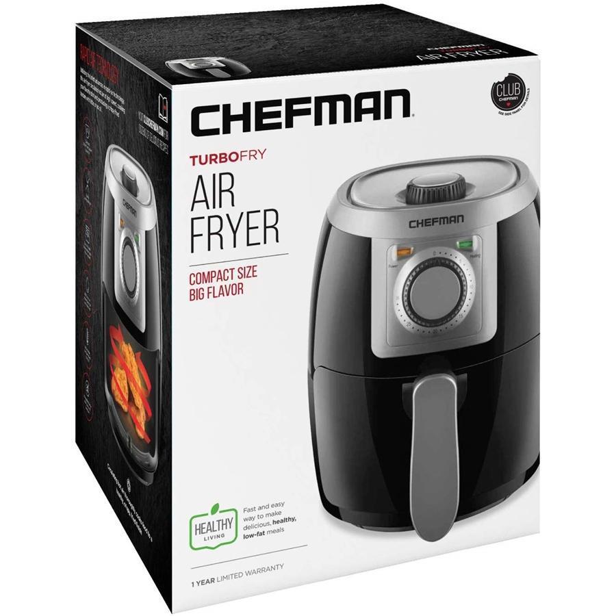Chefman TurboFry Friteuse à Air 2L Compacte avec Panier pour Lave-Vaiselle, Contrôle de la Température Réglable, Minuterie 30 Minutes Noire - Simple Boutique