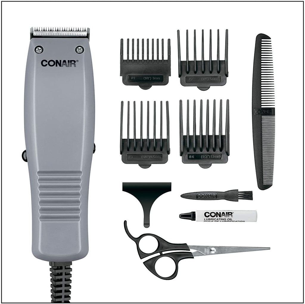 Conair HC90AC - Tondeuse à Cheveux Kit de 10 Pièces avec Lames en Acier Inoxydable Auto-Affûtantes Longue Durée Gris