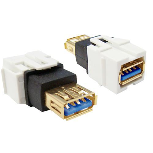 Connecteur Keystone USB 3.0 coupleur F/F Blanc Type A - Simple Boutique