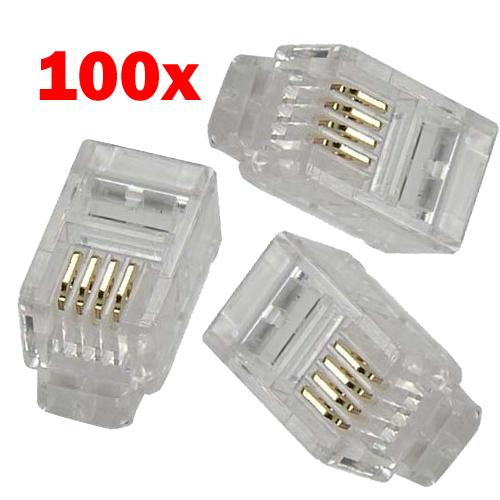Connecteurs 4P4C RJ9 Pour Câble Téléphone 4 Conducteurs 100Pk - Simple Boutique