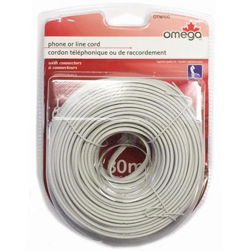 Cordon téléphonique 4 conducteurs M/M plat 100pi Blanc - Simple Boutique
