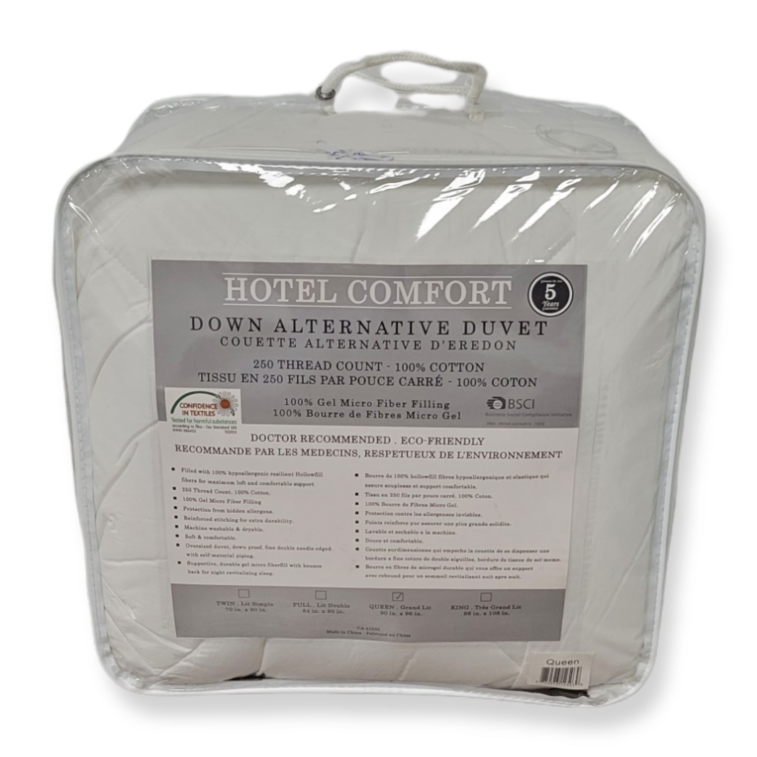Cotton House - Couette Synthétique Hotel Comfort, 100% Coton, Remplissage 3D 100% Fibre MicroGel, Grandeur Twin, Blanc - Simple Boutique