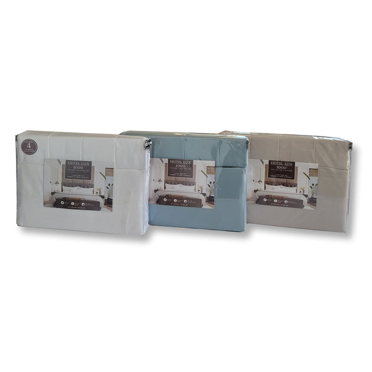 Cotton House - Ensemble de Drap Hotel Lux en Coton, 1000 Fils par Pouce Carré, Grandeur King, Blanc - Simple Boutique