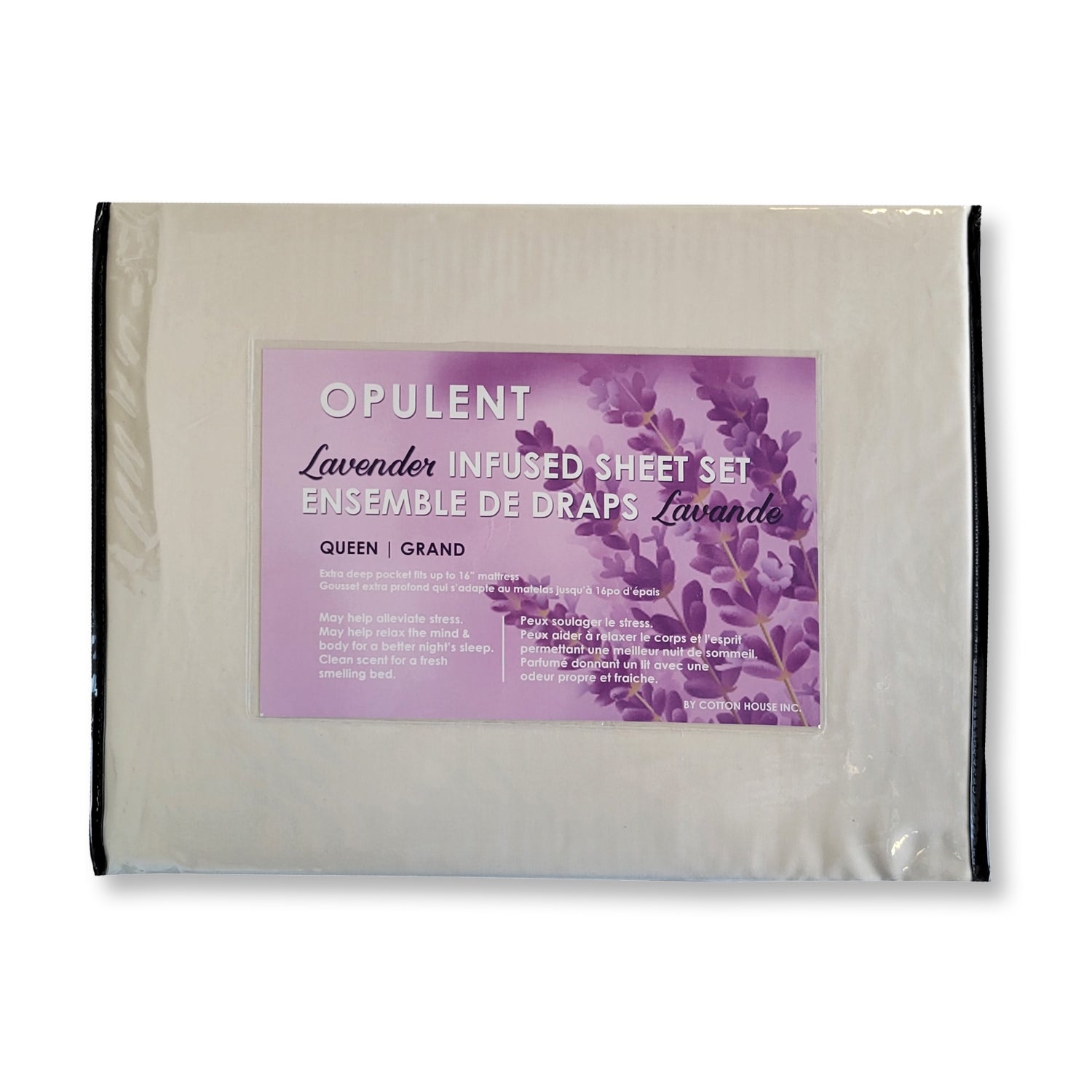 Cotton House - Ensemble de Draps Infusé de Lavande, Grandeur Queen, Ivoire - Simple Boutique