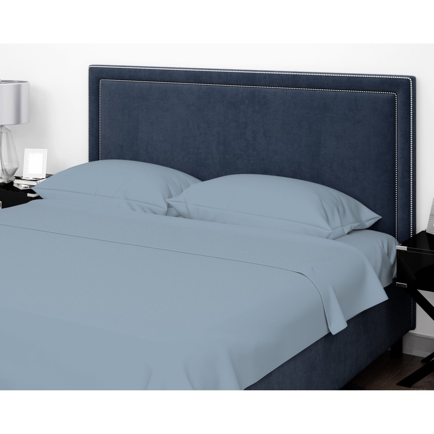 Cotton House - Ensemble de Draps de Flanelle, 100% Coton, Grandeur Double, Bleu Placide - Liquidation Fin de Saison Vente Finale - Simple Boutique